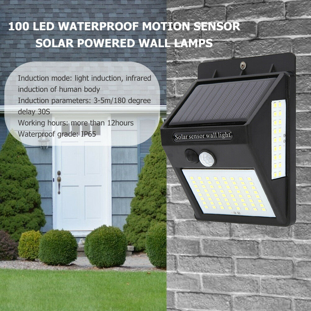 2Pcs 100LED Patio Wall Lights Solar