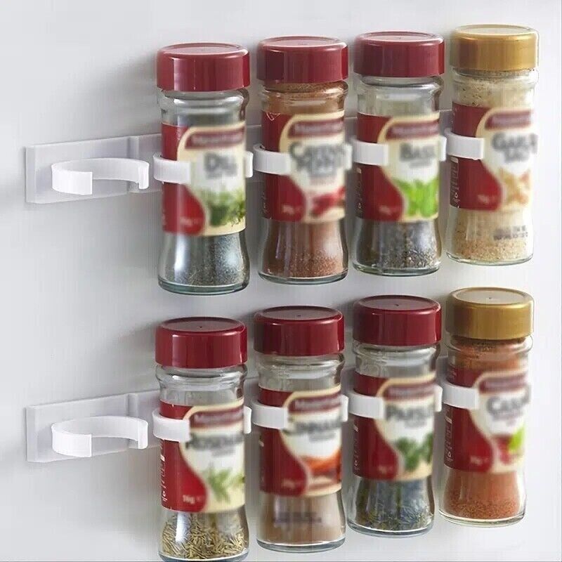 Adhesive Spice Jar Clip Strips, Wall Mounted 4 Pack