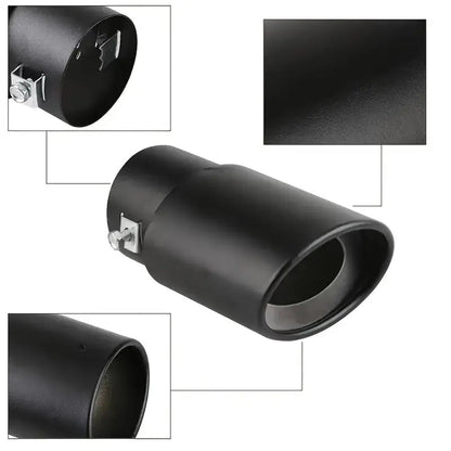 Black Universal Car Exhaust SS Tail Muffler Tip Pipe Car Vehicle Throat Exhaust System