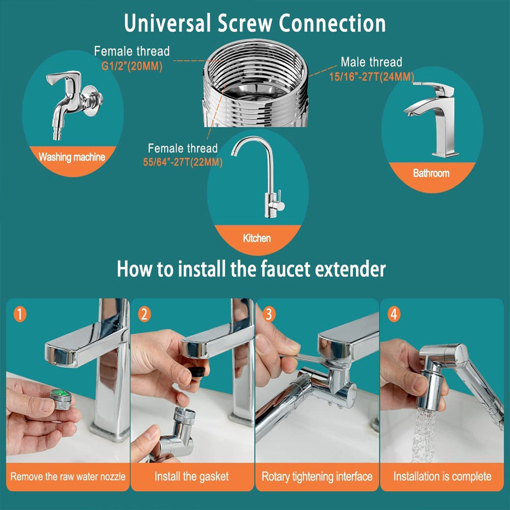 1080° Swivel Faucet Extender