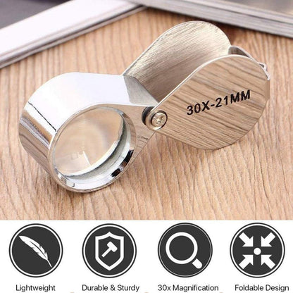Pocket Jewelry Loupe 30x 21mm Jewelers Eye Magnifying Glass