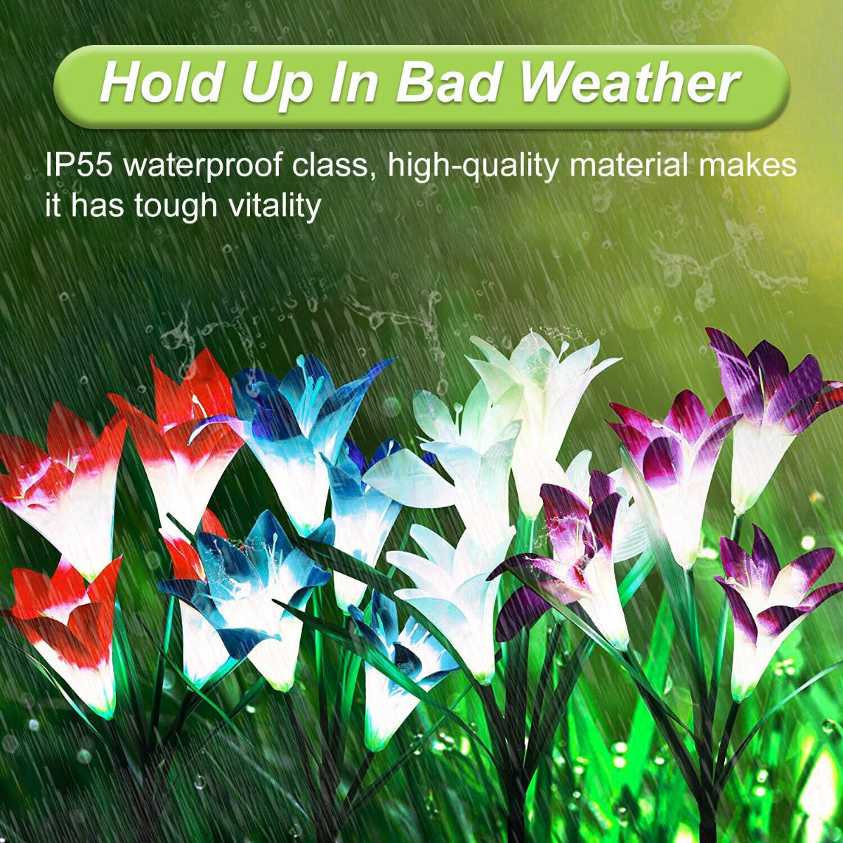 2Pcs Solar Garden Flower Light