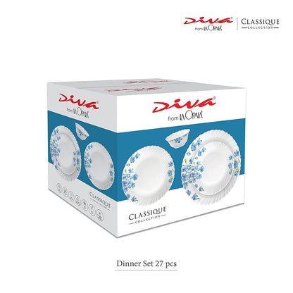 La Opal Glass, Classique Collection, Glass Dinner Set 21 pcs-LAVENDER DEW