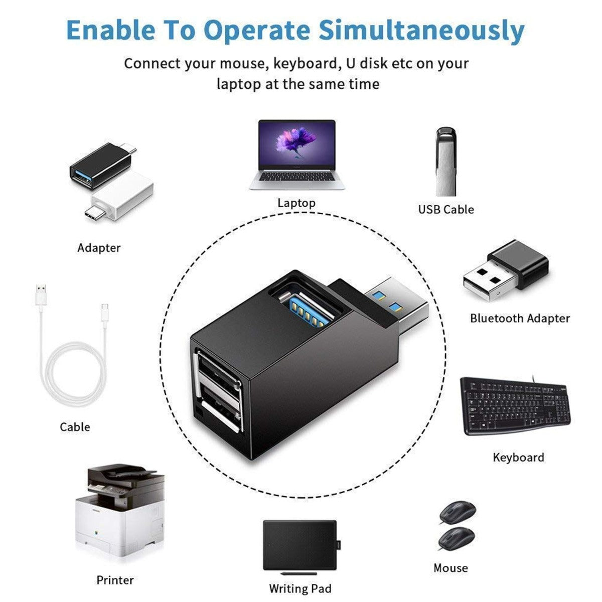 3 Port Usb Hub 3.0 Extender