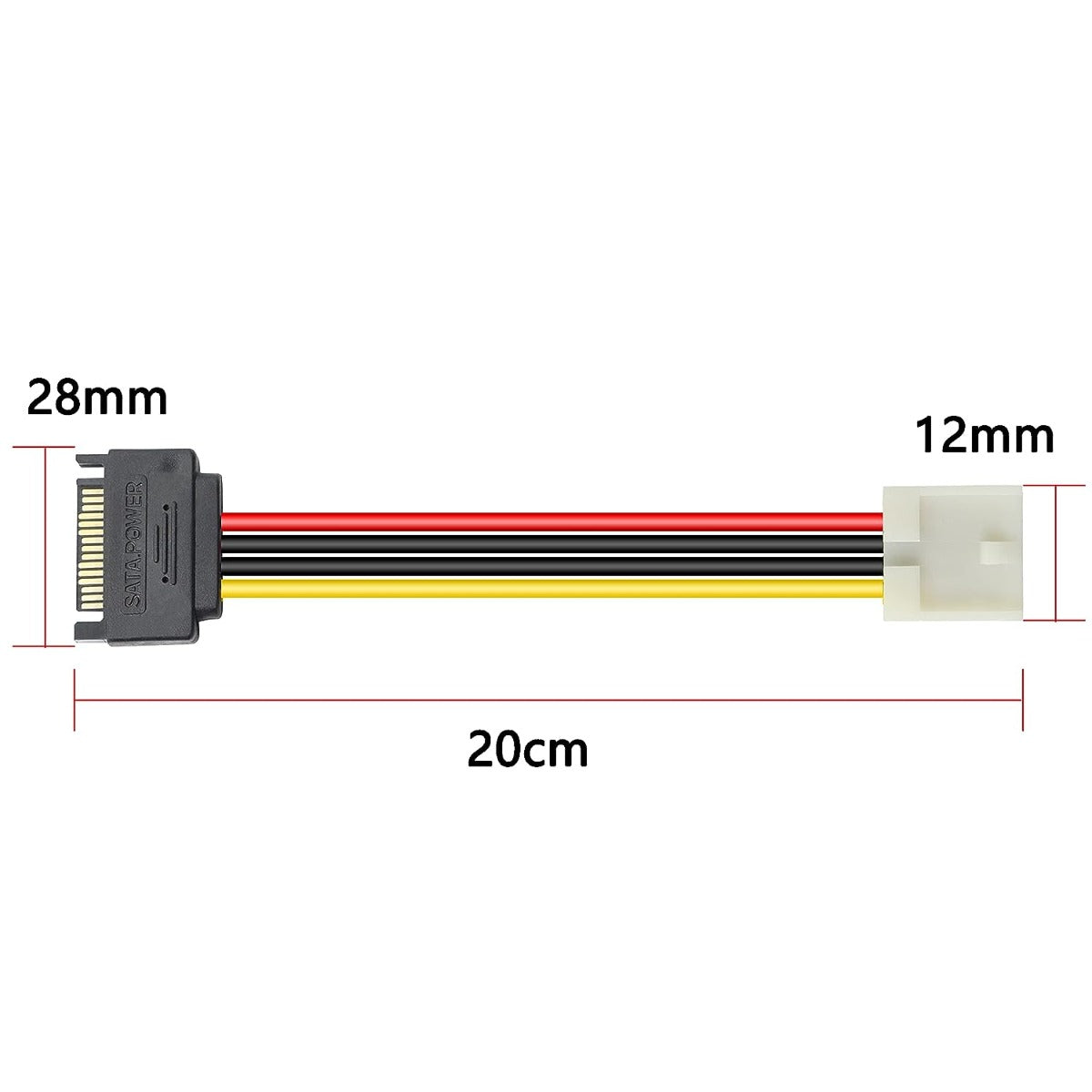 4 Pin Floppy Drive to 15 Pin SATA Male Power Cable