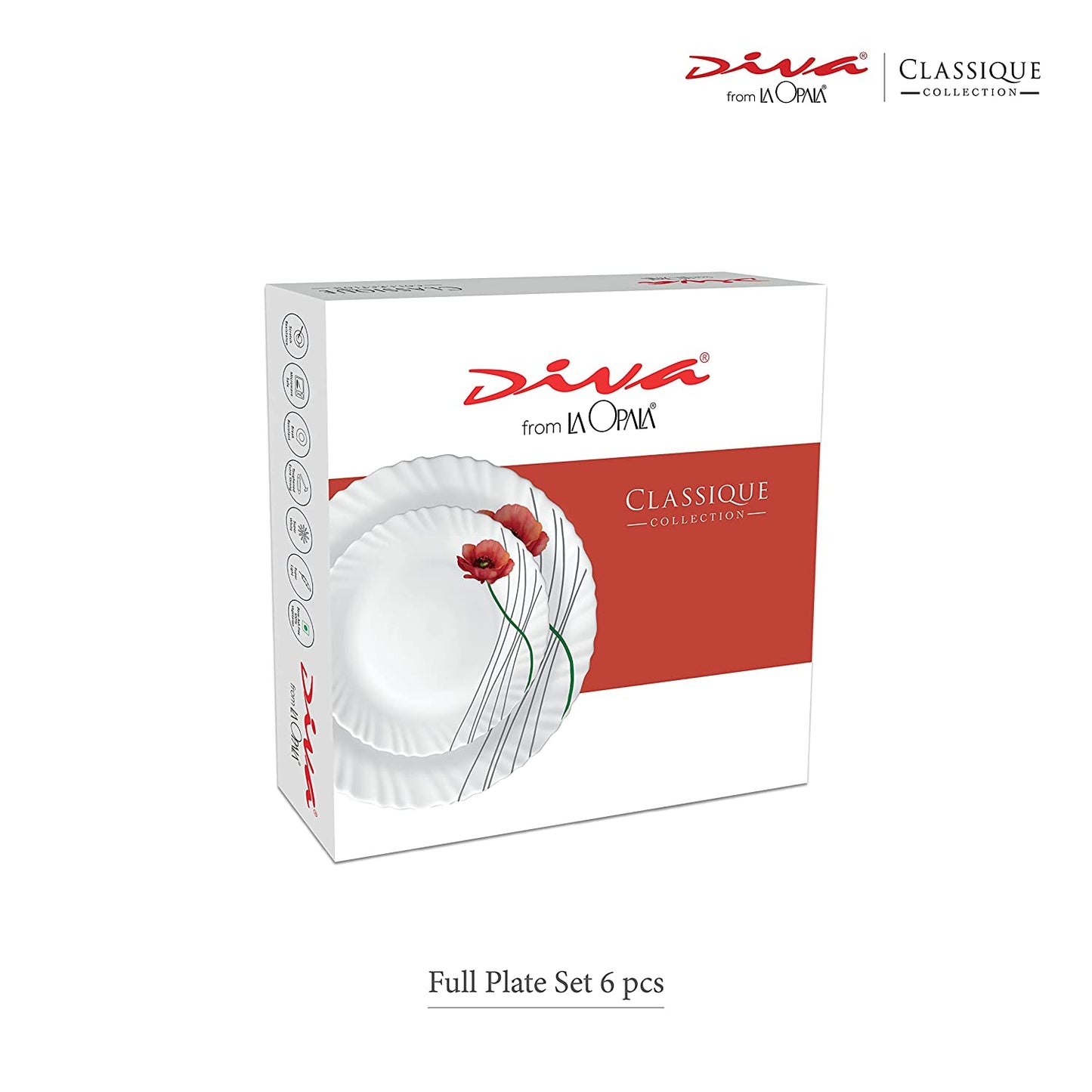 La Opal Glass Diva, Classique Collection, Opal Glass Full Plate Set 11" 6 pcs-Mistry Drops