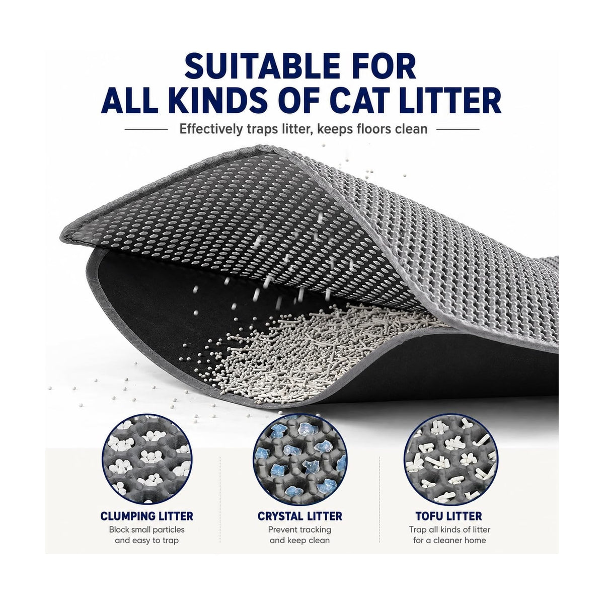 Cat Litter Box Mat Litter Trapper Double-Layer Design Waterproof Urine Proof Material Mat (Medium)