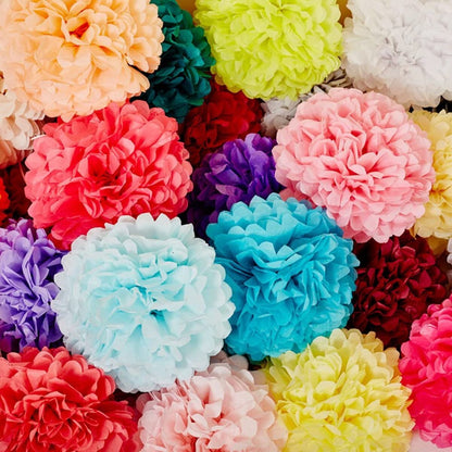 Rainbow Hanging Tissue Paper Pom Poms