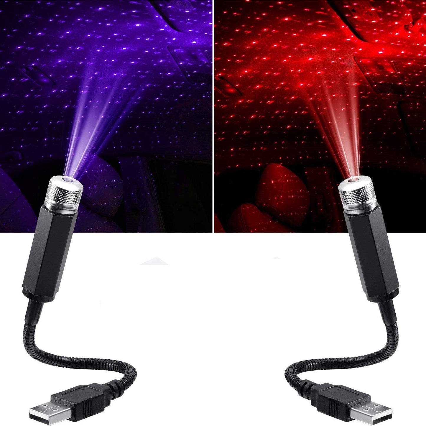 USB Car Interior Star Sky Lamp-Blue + Purple