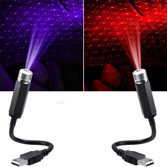 USB Car Interior Star Sky Lamp-Blue + Purple