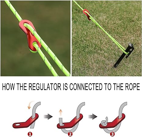 6pcs Reflective Camping Rope With Adjustment Rope