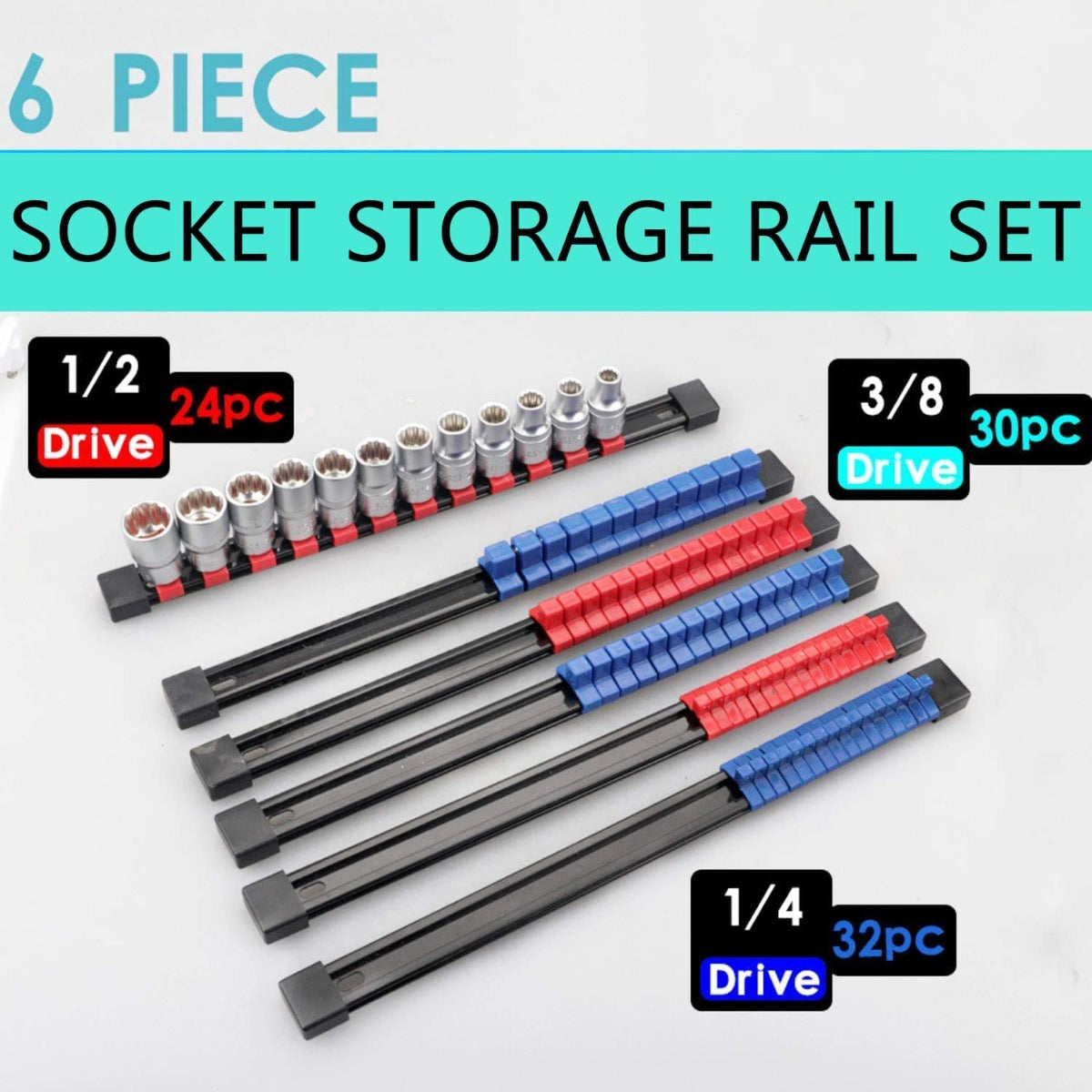 6PC ABS Socket Organizer Drive Socket Holder