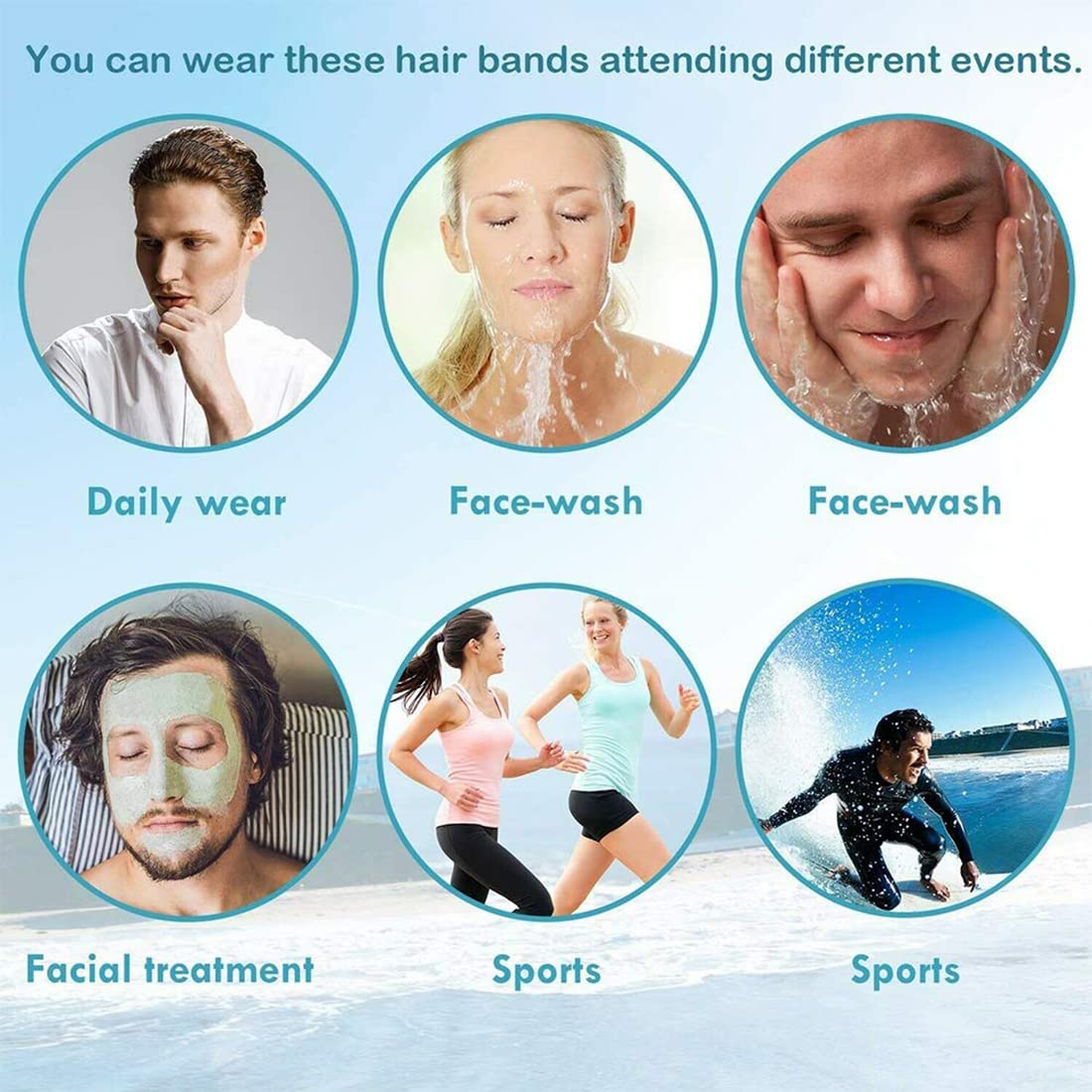 6 pieces Non-Slip Metal Headbands