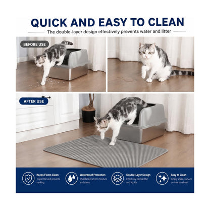 Cat Litter Box Mat Litter Trapper Double-Layer Design Waterproof Urine Proof Material Mat (Medium)