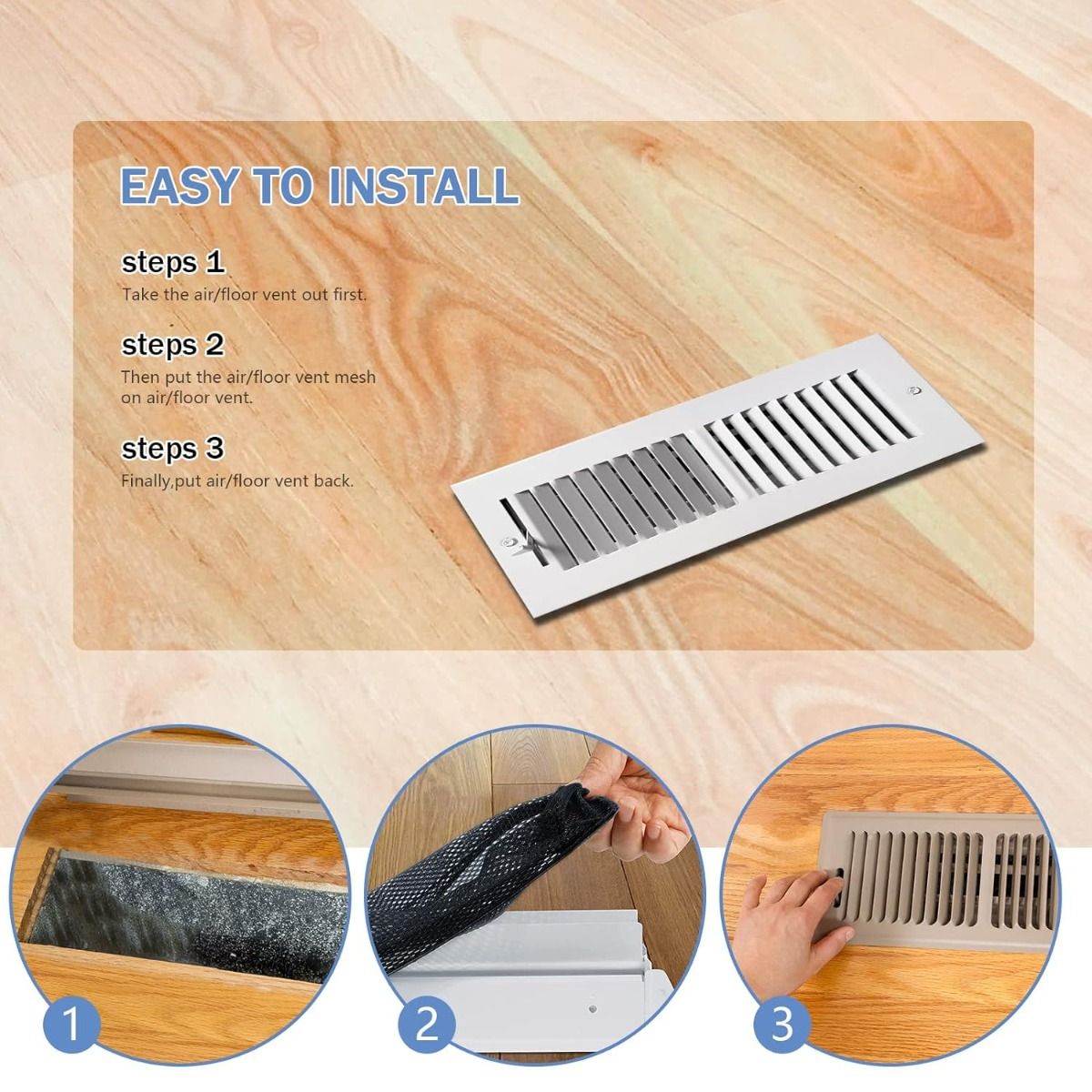 2 Pcs Floor Register Vent Cover Filter Net