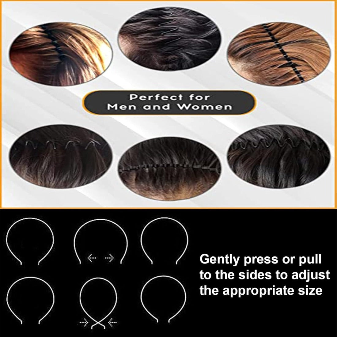 6 pieces Non-Slip Metal Headbands
