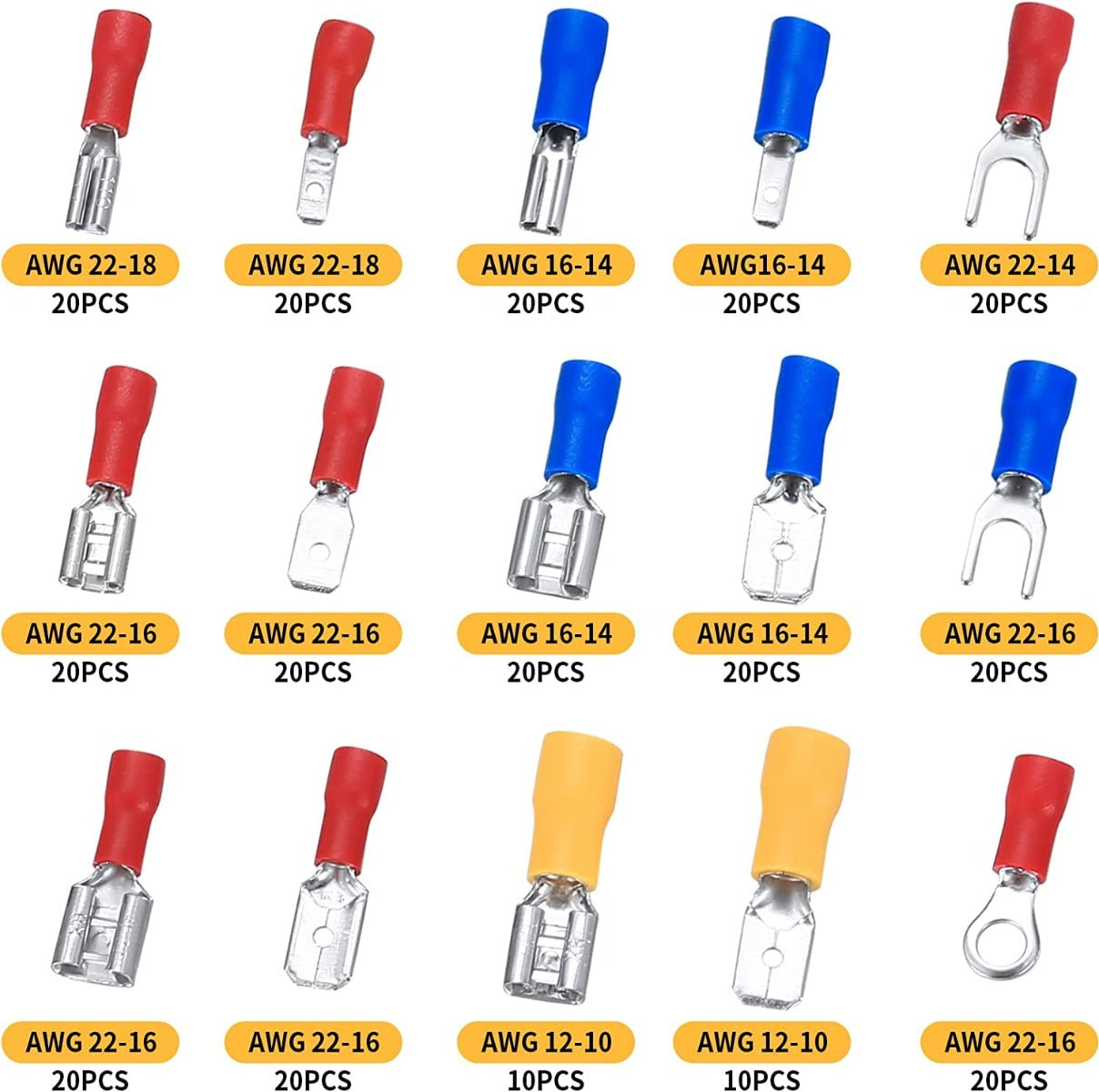280pcs Box Assorted Spade Terminals Insulated Cable Connector