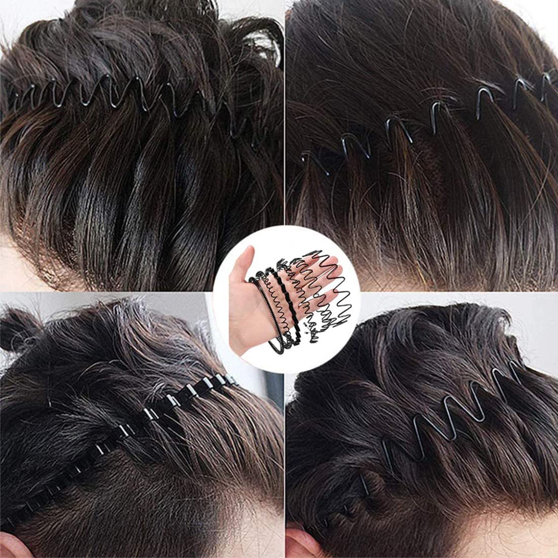 6 pieces Non-Slip Metal Headbands