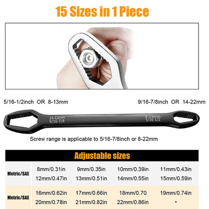 1pc Universal Double-Head Wrench, 8-22mm