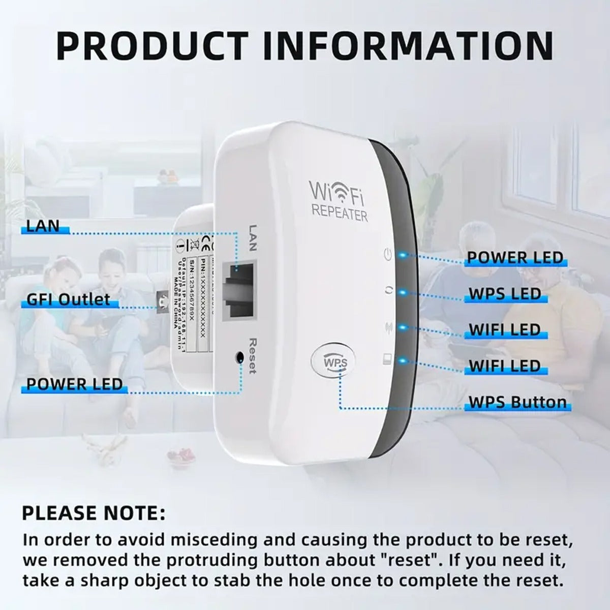 2.4G WiFi Range Extender 300Mbps Wireless Repeater