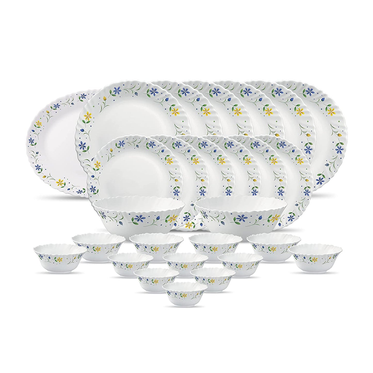 La Opal Glass, Classique Collection, Glass Dinner Set 21 pcs-TWILIGHT BOUQUET