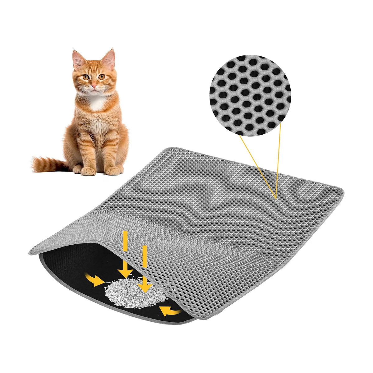 Cat Litter Box Mat Litter Trapper Double-Layer Design Waterproof Urine Proof Material Mat (Medium)