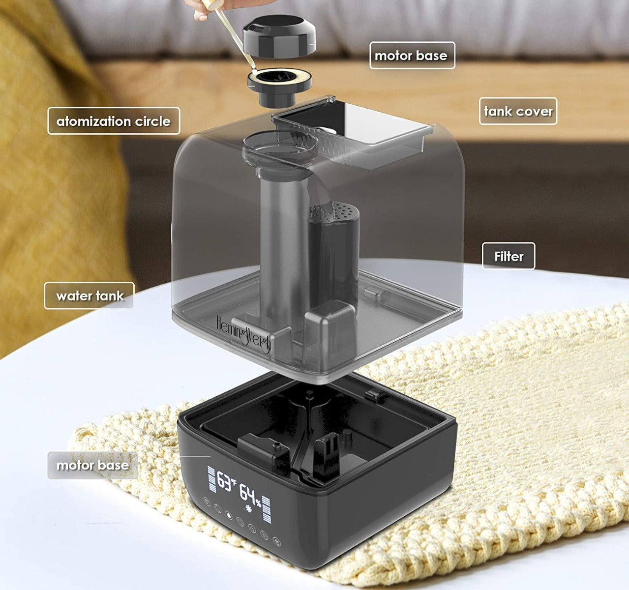 Ultrasonic Mist Air Humidifier with Remote