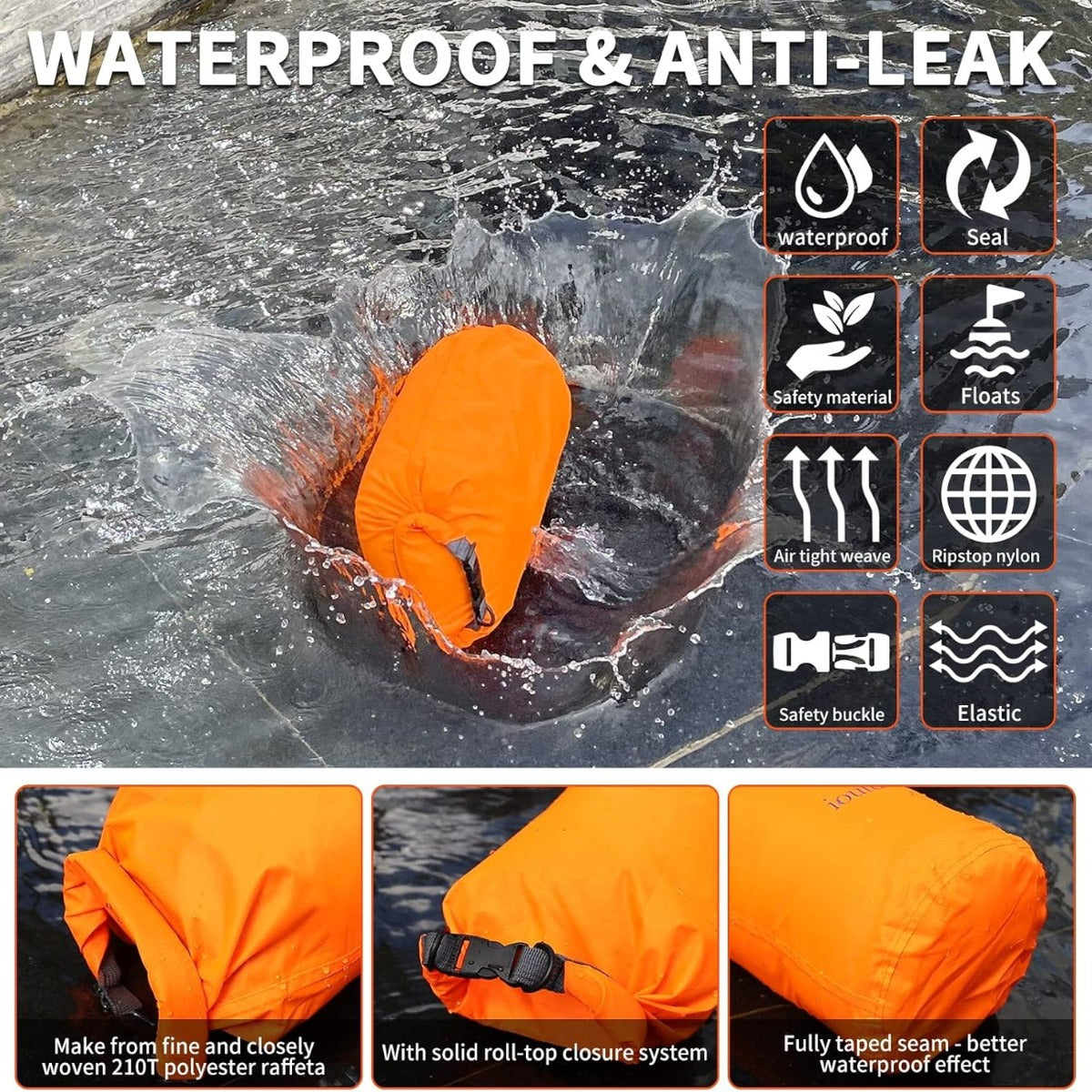 1pc Lightweight Waterproof Dry Sacks - Perfect for Boating, Kayaking, Hiking, Snowboarding and more