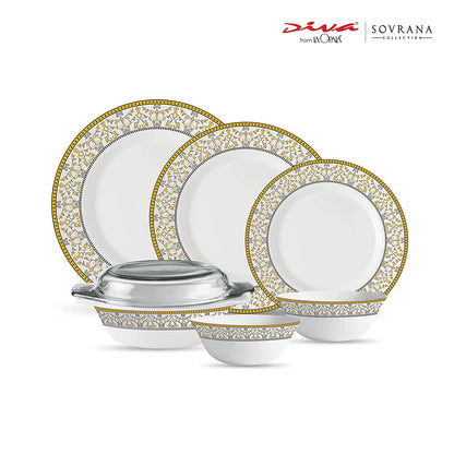 La Opal Glass Diva, Sovrana Collection, Opal Glass Dinner Set 35 Pieces-MOROCCAN PINK