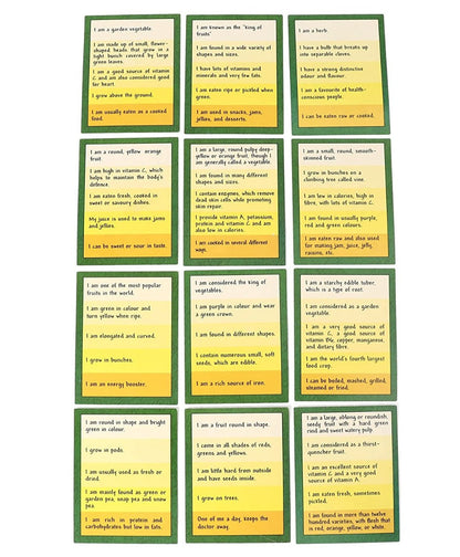 Vegetables and Their Plants Card Game