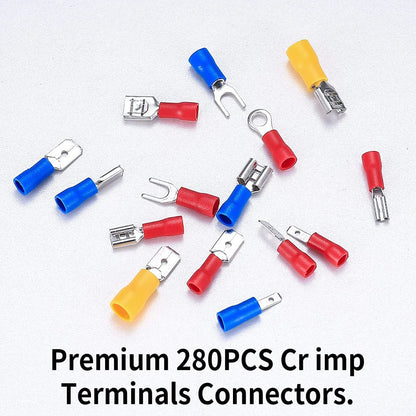 280pcs Box Assorted Spade Terminals Insulated Cable Connector