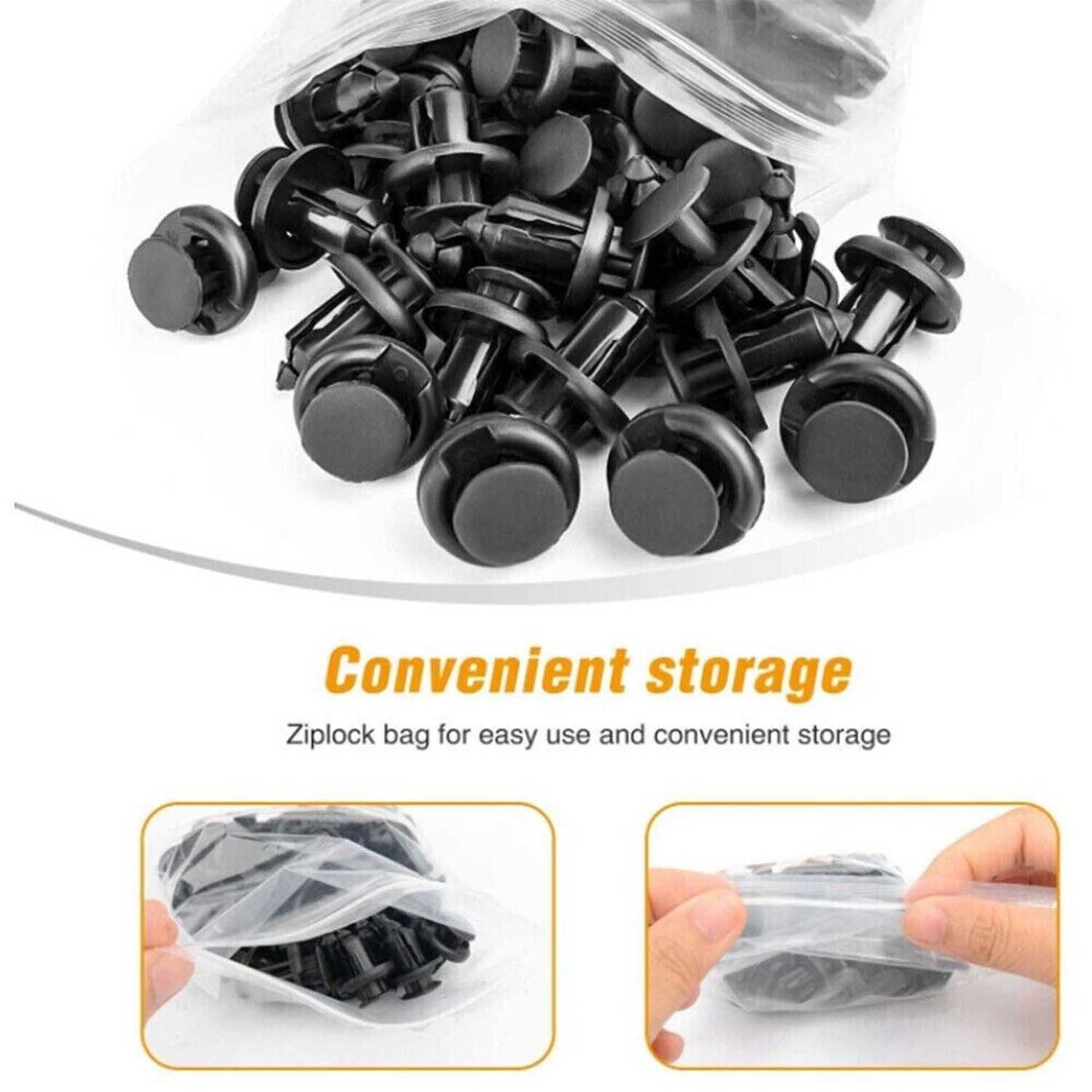 100 Pcs 10mm Bumper Retainer Clips - Black