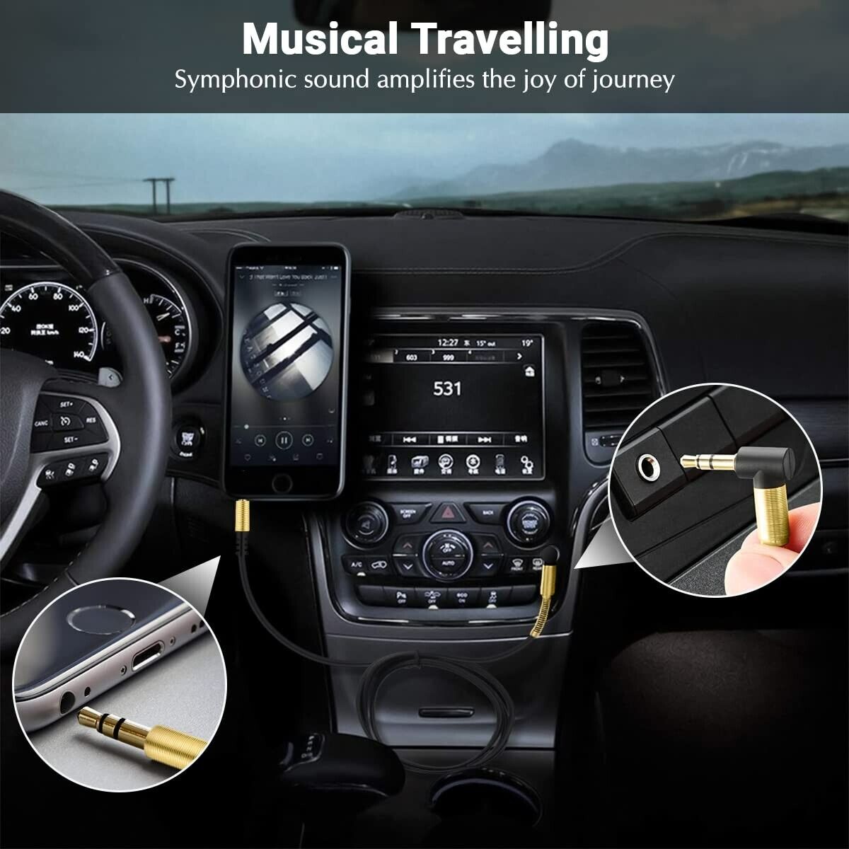 3.5mm AUX Cable Car Audio Stereo Headphone Jack Cord