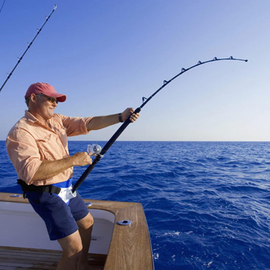 Adjustable Fishing Belt with Rod Holder for Hands Free Fishing on Boats