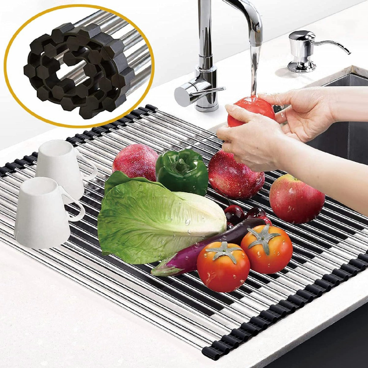 Roll-Up Dish Drainer Rack Kitchen Sink