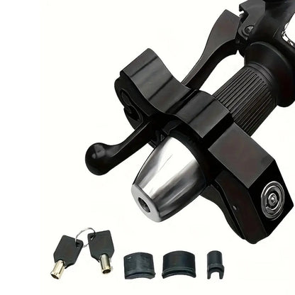 1 Set - Bicycle And Motorbike Handlebar Lock With 2 Keys