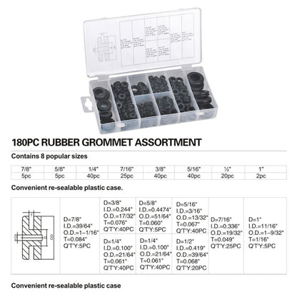 180pcs Rubber Grommet Set