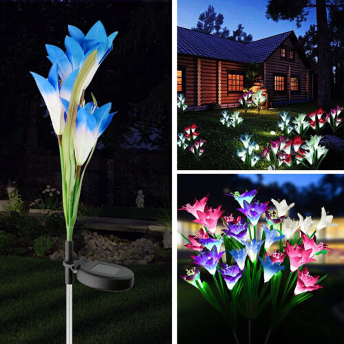 2Pcs Solar Garden Flower Light