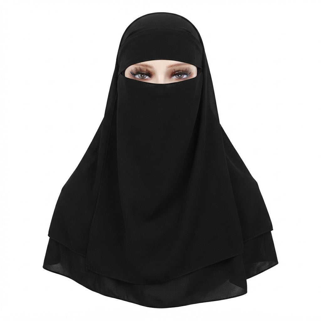 Chiffon Scarf with Lace-Up Mask