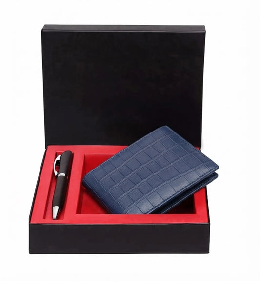 Leather Men's Wallet & Pen Combo Set