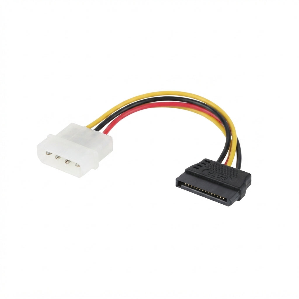 6" 4-Pin Molex Male To 15-Pin SATA Female Power Cable