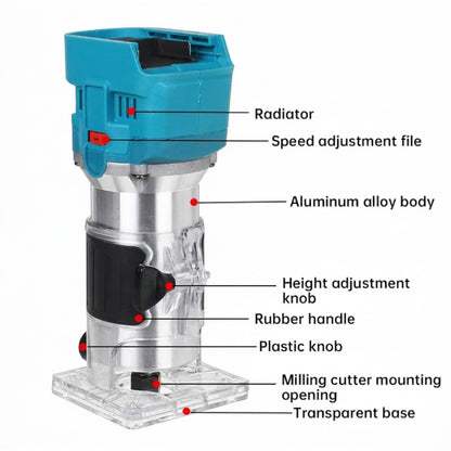 Cordless Wood Router Laminate Trimmer, 1/4 Inch Collet, Brushless 21V