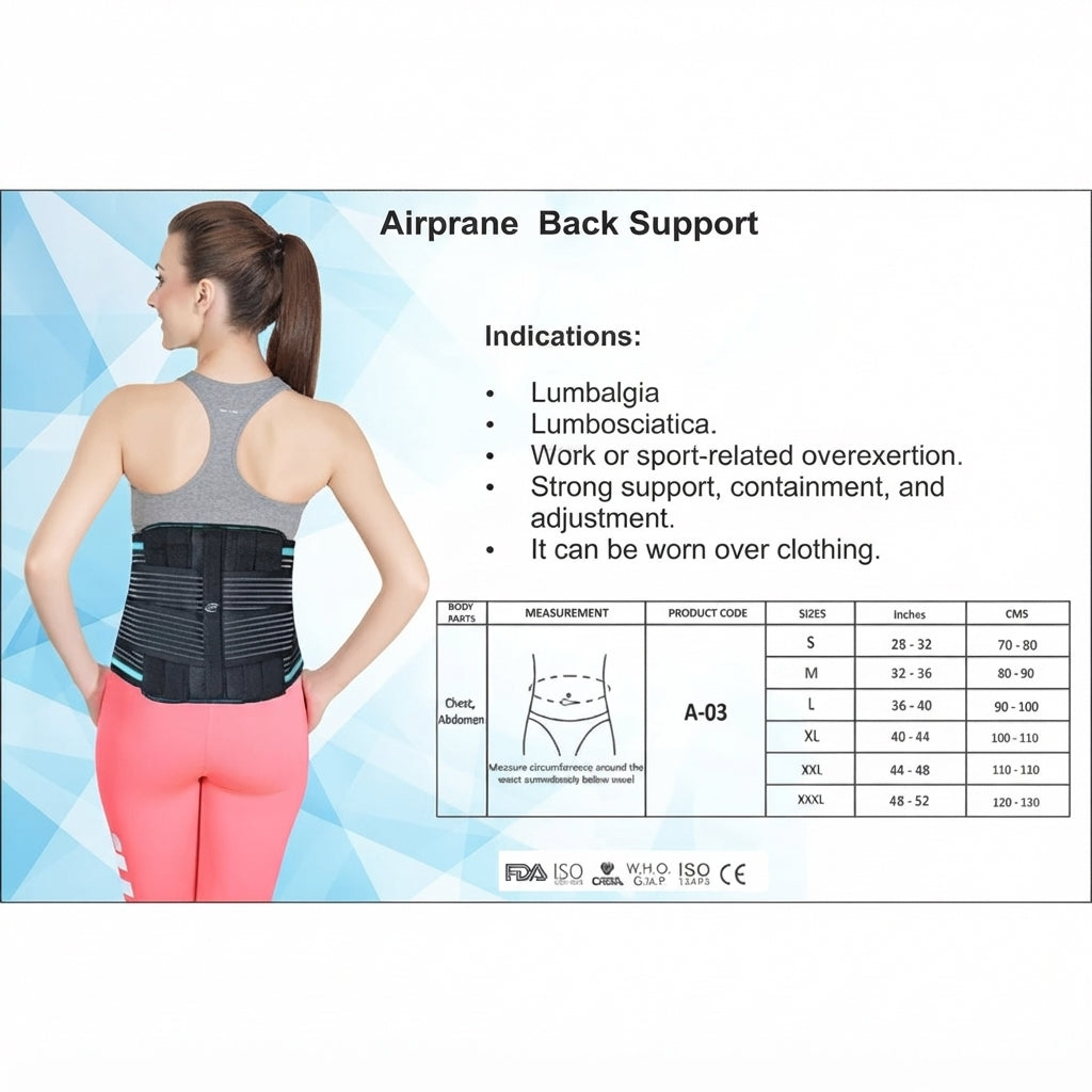 Back Support Belt With Adjustable Straps-L