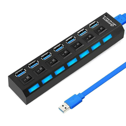 7-Port USB 3.0 Hub with Individual Power Switches & LEDs