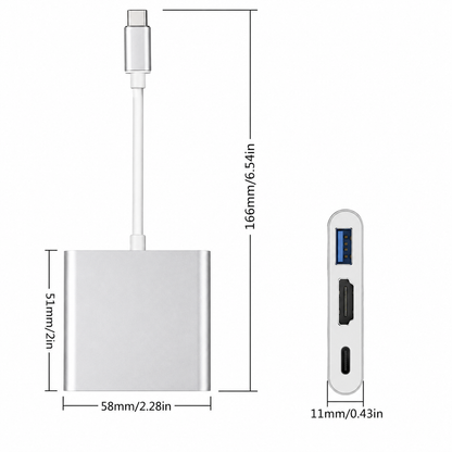 Type C to HDTV + USB 3.0 Adapter Hub