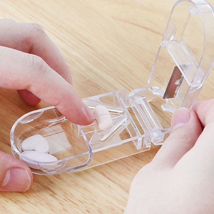 Pill Splitter, Pill Cutter with Retracting Safety Guard