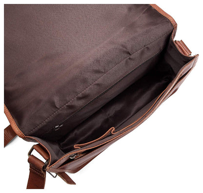 Men's Leather Vintage Laptop Messenger Bag (Tan)