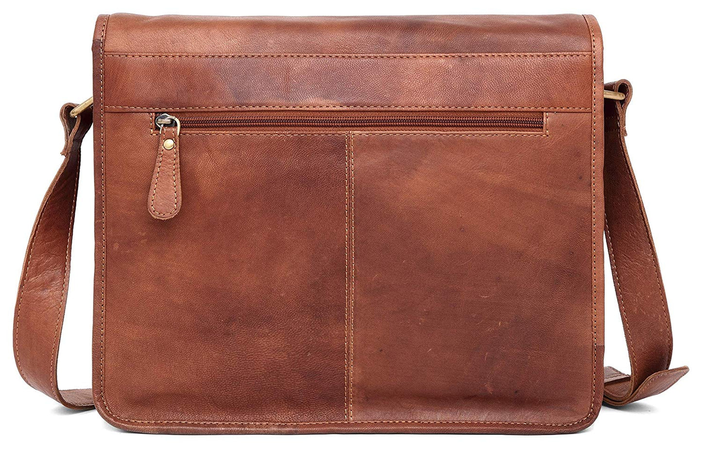 Men's Leather Vintage Laptop Messenger Bag (Tan)
