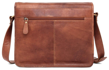 Men's Leather Vintage Laptop Messenger Bag (Tan)