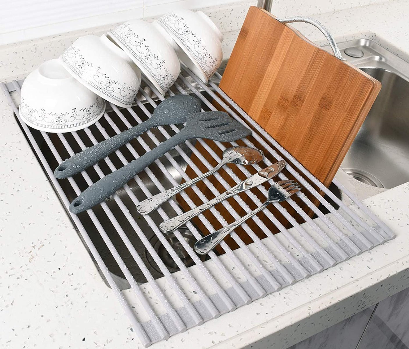 Multipurpose Roll-Up Dish Drying Rack